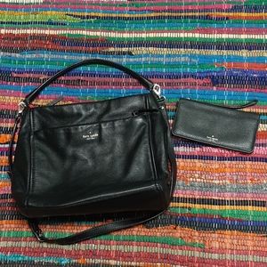 Black pebbled leather kate spade purse  set